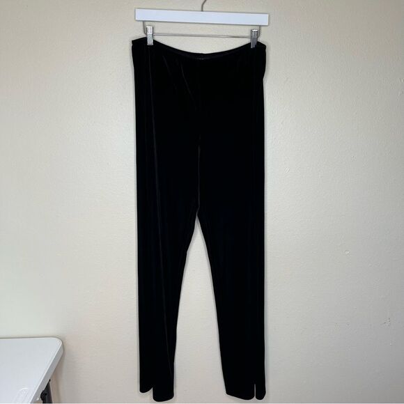 MSK Black Stretch Velvet Velour Elastic Waist Straight Leg Pants Womens Size XL - Picture 13 of 13